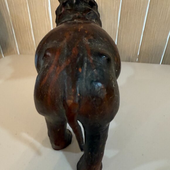 Vintage Leather  Elephant Giraffe Hippo and  Zebra Statues Figurines Lot Of 4 - Picture 11 of 16